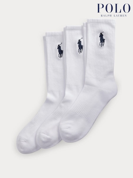 Polo Ralph Lauren White Big Pony Logo Crew Socks 3 Pack (H36713) | €42