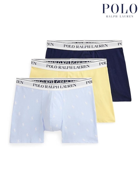 Polo Ralph Lauren Blue Dark Long Cotton Stretch Contrast Waistband Boxers 3 Pack (H36718) | €60