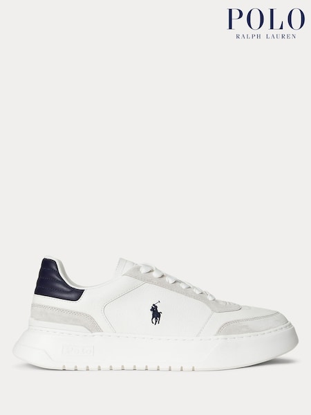 Polo Ralph Lauren White Oversize Rlite Sole Leather Trainers (H36720) | €186