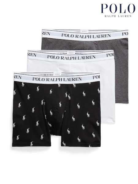 Polo Ralph Lauren Black Long Cotton Stretch Contrast Waistband Boxers 3 Pack (H36727) | €60