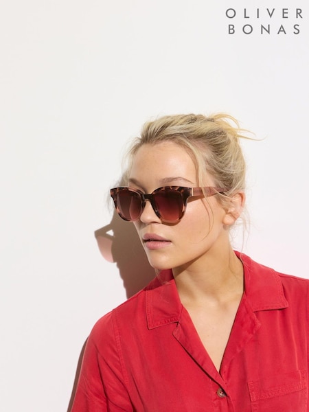 Oliver Bonas Faux Tortoiseshell Preppy Acetate Sunglasses (H37503) | ‏277‏₪