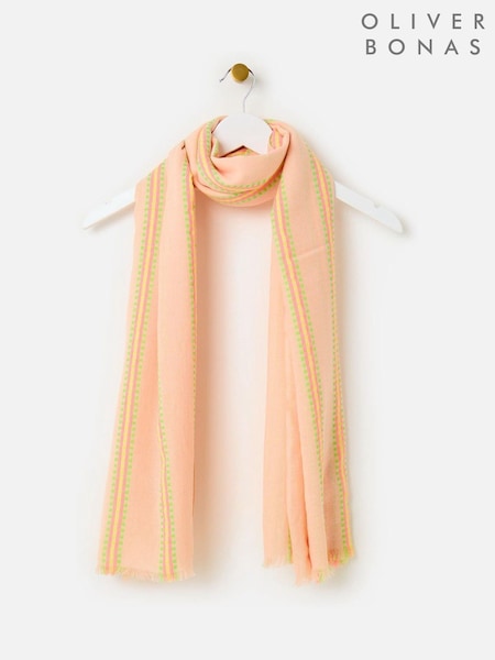 Oliver Bonas Black Neon Striped Jacquard Lightweight Scarf (H37506) | R$ 315