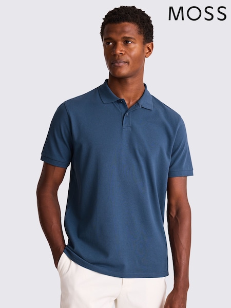 MOSS Blue Marron Pique Polo Shirt (H37515) | 148 QAR