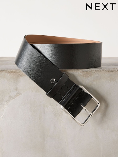 Black Premium Made In Italy Wide Leather Belt (H37532) | 144 QAR