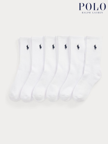 Polo Ralph Lauren White Kids Crew Socks 6 Pack (H37579) | €28