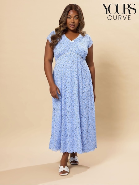 Yours Curve Blue A-Line Mesh Dress (H37588) | €47