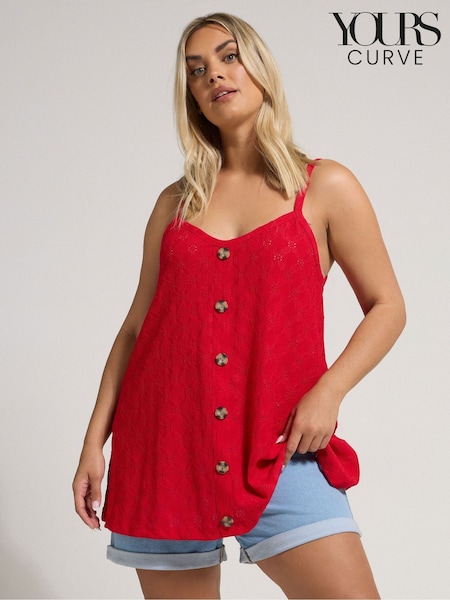 Punainen - Yours Curve Anglaise Button Swing Vest (H37590) | €32