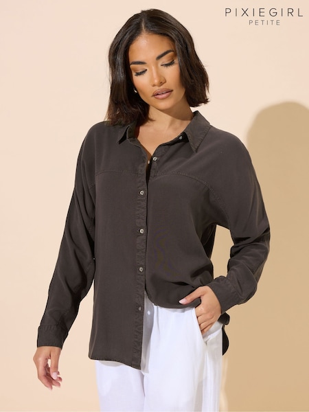 PixieGirl Petite Brown Long Sleeve Viscose Shirt (H37593) | AZN 70