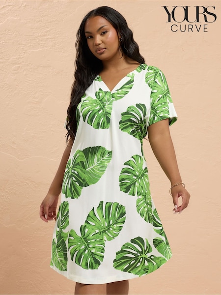 Yours Curve Green Notch Neck Tunic Dress (H37608) | R$ 265