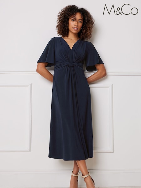 M&Co Blue Short Sleeve Twist Dress (H37666) | R$ 465