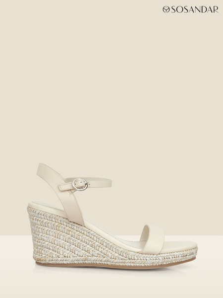 Sosandar Leather Metallic Wedge Sandals (H37767) | 588 LEI