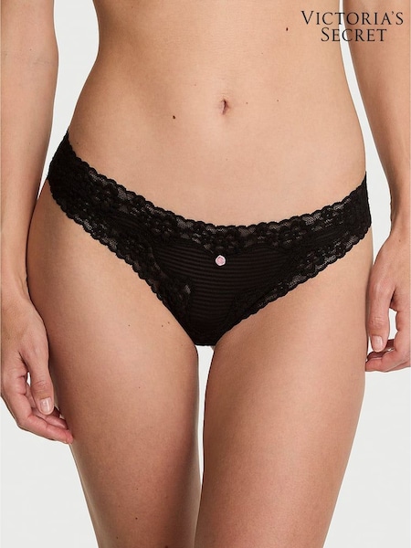 Victoria's Secret Black Thong Lace Waist Knickers (H37770) | €13