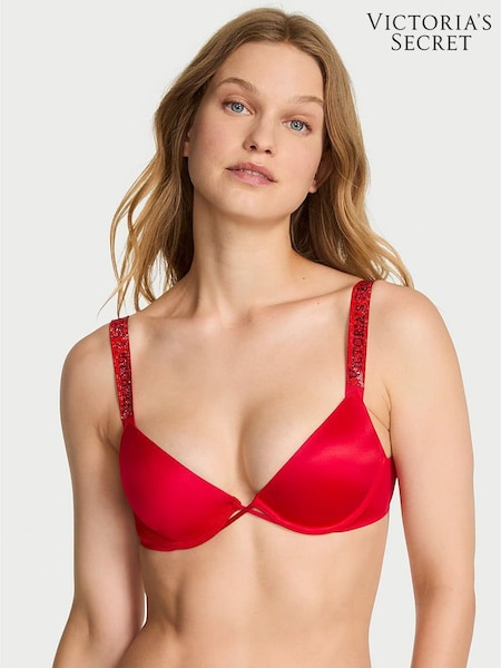 Victoria's Secret Lipstick Red Lightly Lined Demi Shine Strap Bra (H37798) | €78.50