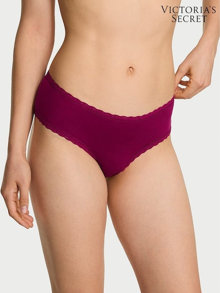 Victoria's Secret Fresh Jam Purple Cheeky Cotton Lace Trim Knickers (H37815) | €13