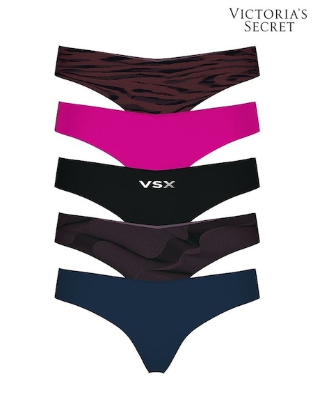 Victoria's Secret Black/Tiger/Pink/Blue Thong 5 Pack Knickers (H37818) | €33