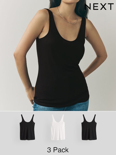 Black/White Rib Vests 3 Pack (H37867) | € 44