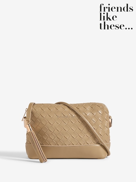 Friends Like These Sage Green Weave Knotted Handle Cross-Body Bag (H37900) | R$ 245