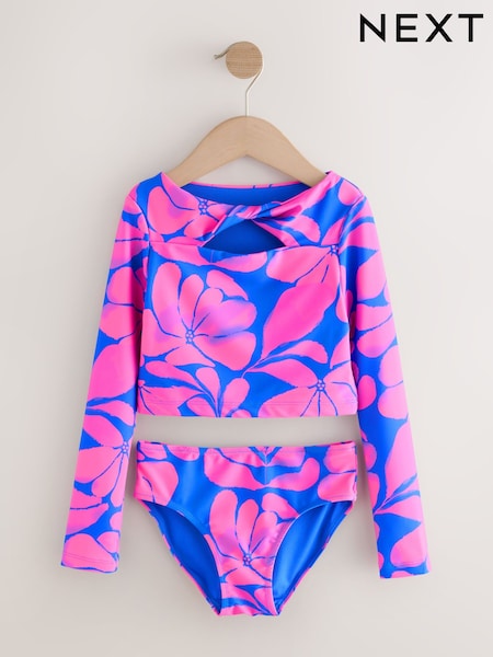 أزرق/وردي - طبعة مورَّدة - Long Sleeved Bikini (3-16yrs) (H37921) | ‏78 ر.ق. - ‏104 ر.ق.