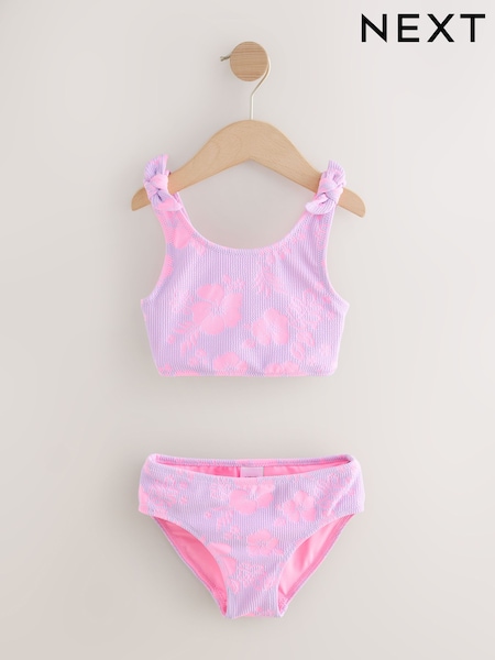 Lilac Purple Hibiscus Crinkle Bikini (3-16yrs) (H37932) | OMR8 - OMR10