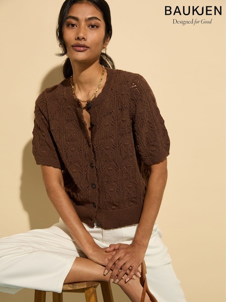 Baukjen Celestia  Ecotec Crochet Brown Cardigan (H39022) | ₪649