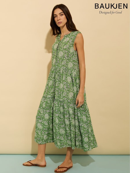 Baukjen Green Annmarie Sleeveless Printed Dress (H39030) | €203