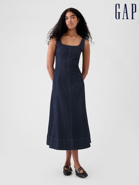 Gap Blue Denim Square Neck Midi Dress (H39103) | €41