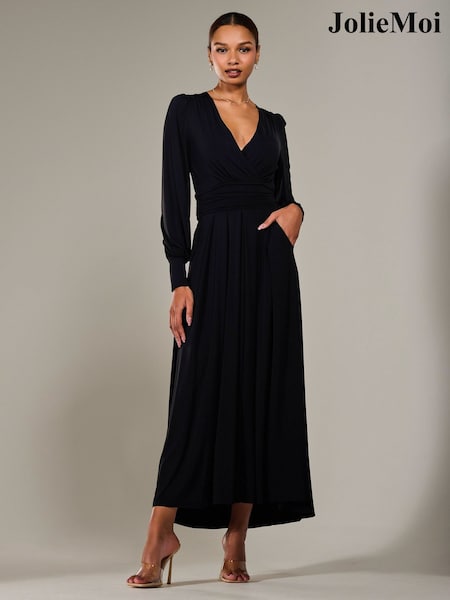 Черный - Jolie Moi Long Sleeve Supersoft Jersey Maxi Dress (H39149) | €126