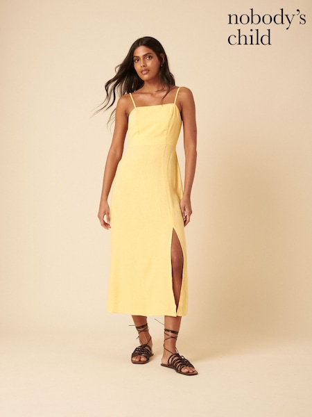Nobodys Child Yellow Linen Blend Maddie Midi Dress (H39549) | € 101