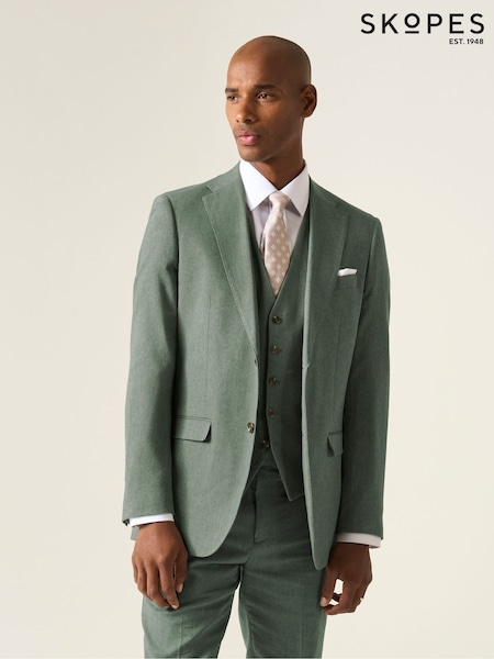 Verde - Skopes Tailored Fit Calvados Linen Blend Suit Jacket (H39708) | 856 LEI