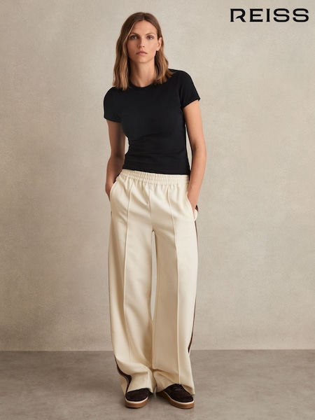 Reiss Cream Robyn Petite Side-Stripe Wide-Leg Trousers (H39719) | €195