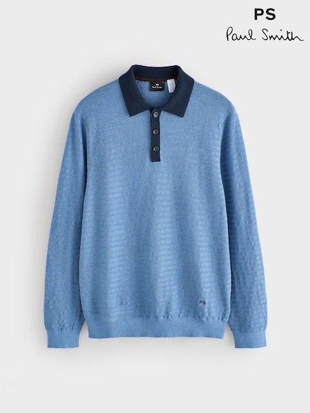 PS Paul Smith Textured Contrast Collar Knitted Polo Shirt (H39856) | €243