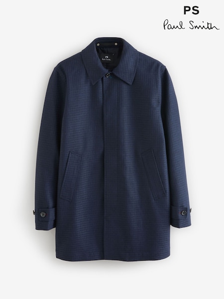 PS Paul Smith Blue Waterpoof Textured Coat (H39867) | R$ 4.690