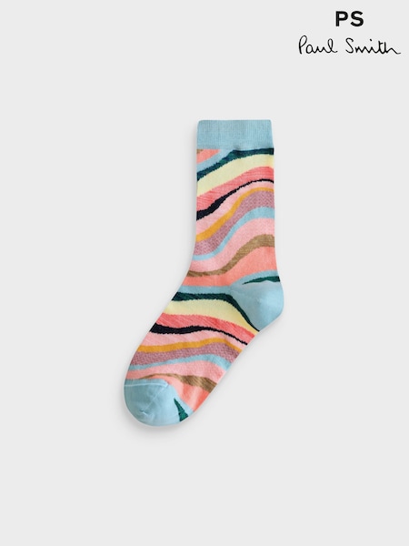 PS Paul Smith Blue Swirl Crew Ankle Socks (H39876) | AED128