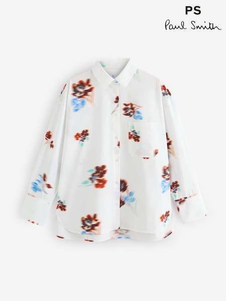 PS Paul Smith Cream Blur Floral Print Shirt (H39877) | AED1,398