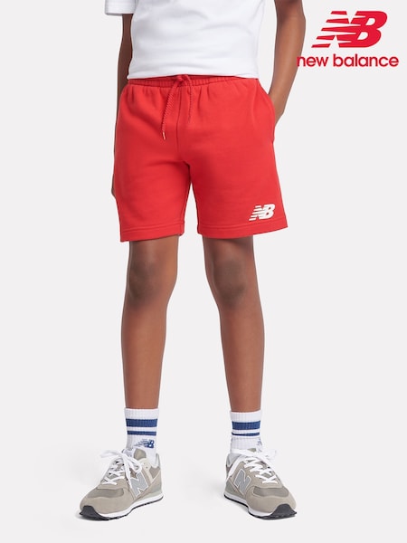 New Balance Red Kids Brush Back Stacked Logo Shorts (H39947) | ₪126