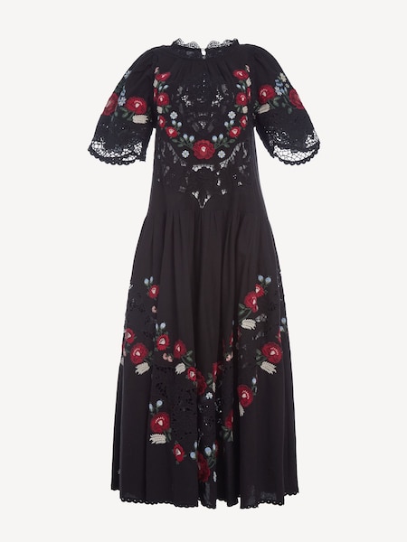 Sea New York Rosaline Embroidery Short Sleeve Midi Dress (H39986) | ‏2,970 د.إ.‏
