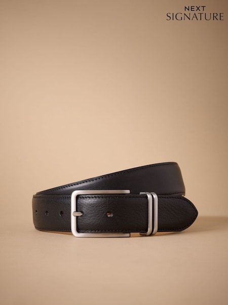 Black Signature Leather Belt With Metal Keeperloop (H39999) | €30