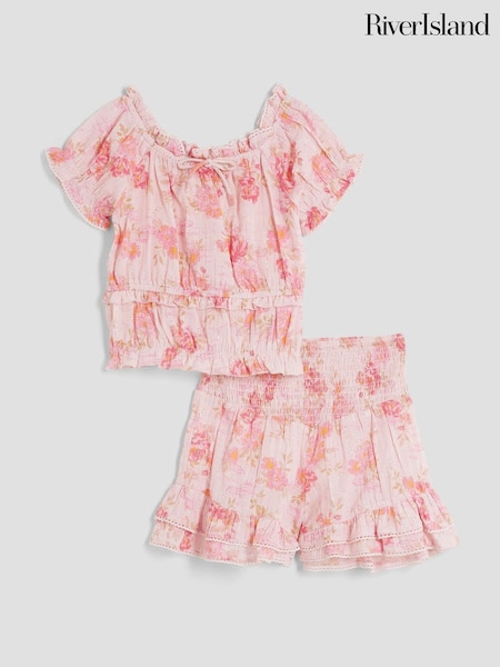 River Island Girls Floral Lurex Skirt Set (H40057) | 179 LEI