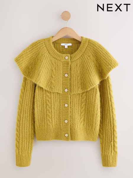 Citrine Yellow Cable Knit Cape Cardigan (H40169) | €58