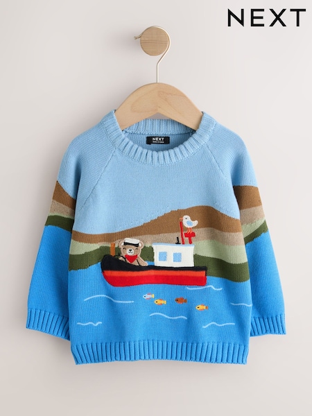 Blue Boat Knitted Crew Neck Jumper (3mths-7yrs) (H40251) | €21.50 - €24