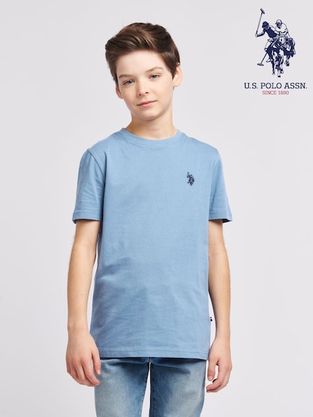 U.S. Polo Assn. Coral Blue Boys Double Horsemen 100% Cotton T-Shirt (H40432) | €27 - €32