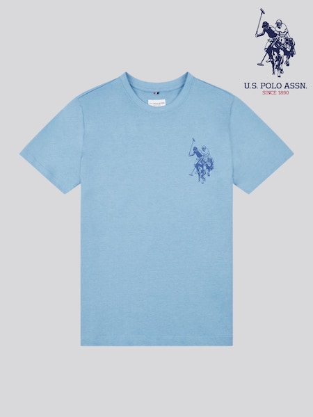 U.S. Polo Assn. Aqua Blue Large Boys Double Horsemen Graphic Print 100% Cotton T-Shirt (H40435) | €27 - €32