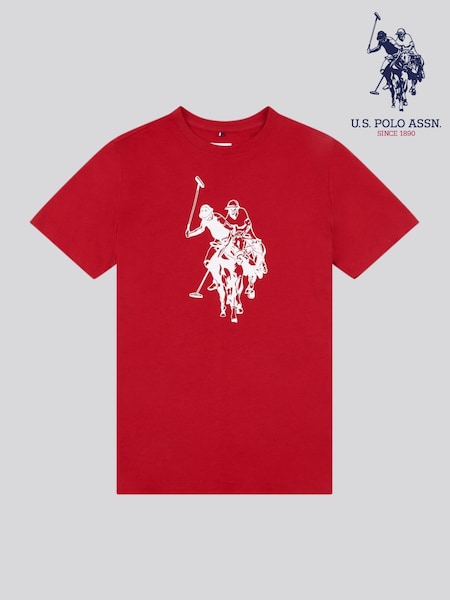 U.S. Polo Assn Red Boys Double Horsemen Graphic Print 100% Cotton T-Shirt (H40442) | €28 - €34