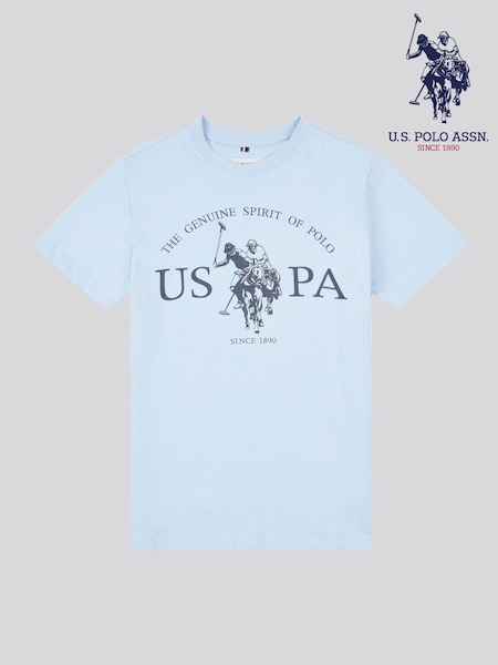 U.S. Polo Assn. Blue Boys Graphic Print 100% Cotton T-Shirt (H40443) | 99 QAR - 119 QAR
