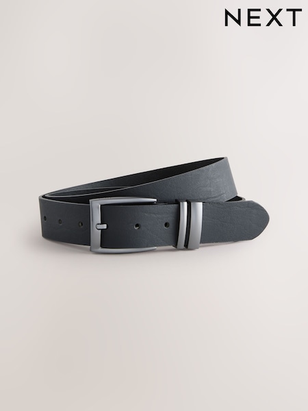 Black Leather Belt With Double Keeperloop (H40492) | 89 QAR