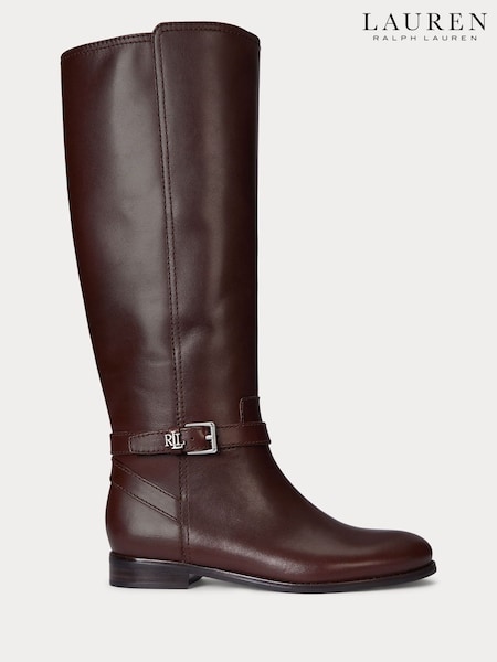 Lauren Ralph Lauren Brown Riding Style Tall Leather Boots (H40706) | €344