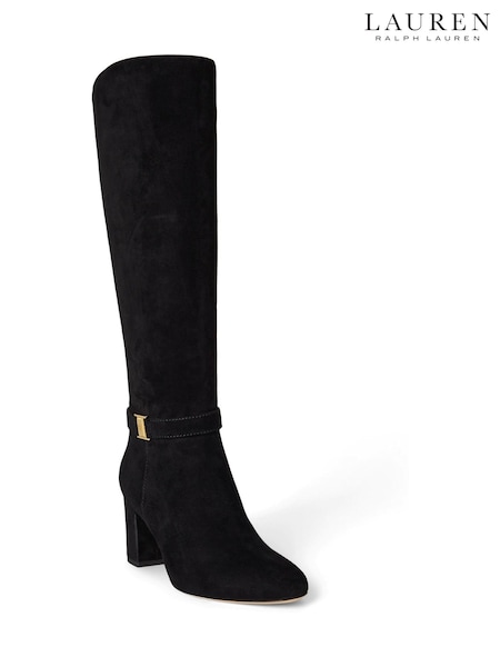 Lauren Ralph Lauren Black Suede Heel Tall Boots (H40717) | €344