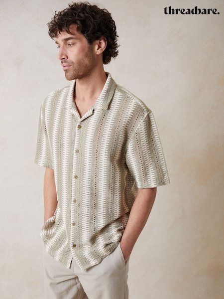 Maro - Threadbare Relaxed Fit Crochet Short Sleeve Shirt (H40720) | 179 LEI
