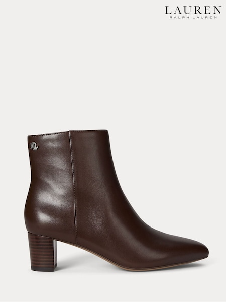 Lauren Ralph Lauren Brown Textured Leather Heeled Ankle Boots (H40725) | R$ 1.865