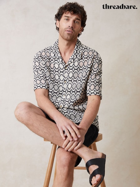 Threadbare Crochet Patterned Textured Short Sleeve Shirt (H40738) | 179 LEI